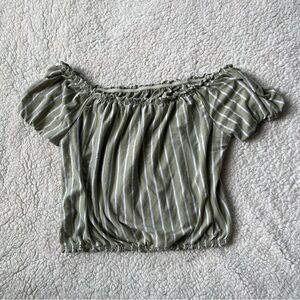 American Eagle Striped Off the Shoulder Top